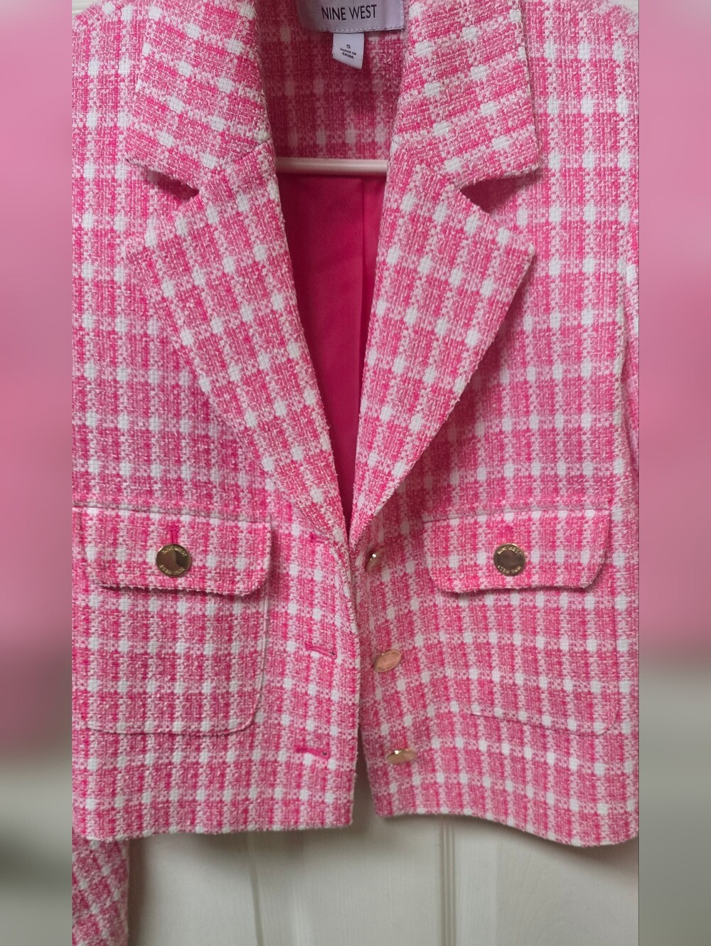 Nine West Pink and White Tweed Jacket (SML) & Skirt (MD) Set - Picture 3 of 3